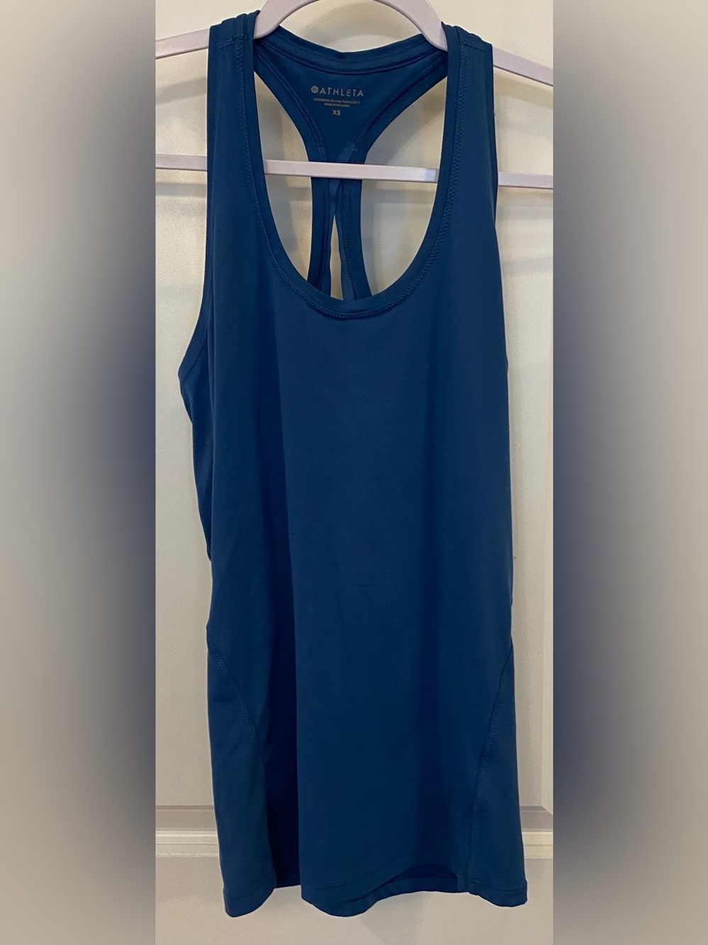 Athleta Racerback Tank Top Sz XS Blue Pit To Pit 15.5” Shoulder To Hem 24”